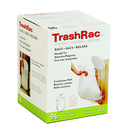 SUNBEAM TRASHRAC 3 gal Trash Bags, 0.7 mm, 6 PK 87096